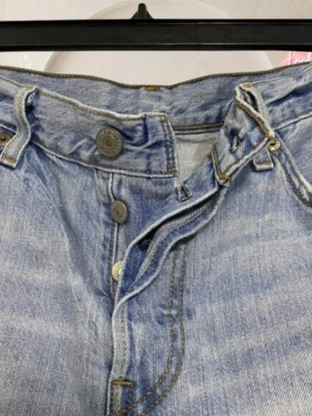 Levi's 501 Cutoff Denim Shorts 30W High Rise Button Fly Raw Hem